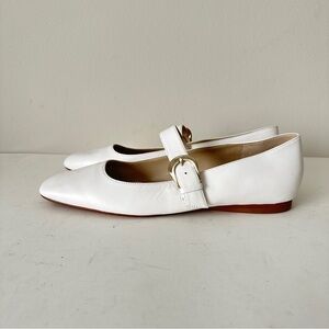 NEW 27 EDIT Naturalizer Carter Cream Leather Mary Jane Women's Flats, Sz 9.5M